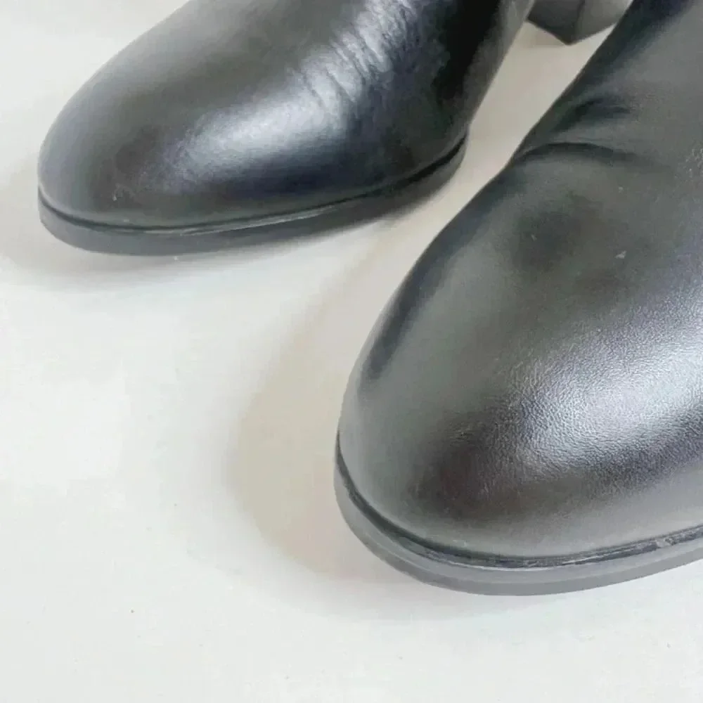 Louise Et Cie Lo Zalia Black Leather Heeled Bootie Buckled Boots Size 9.5